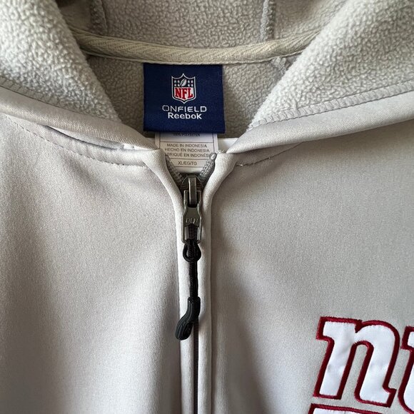 Reebox NY Giants On Field Full Zip Jacket with Hood, NFC East, Gray and Blue, XL - Picture 5 of 14